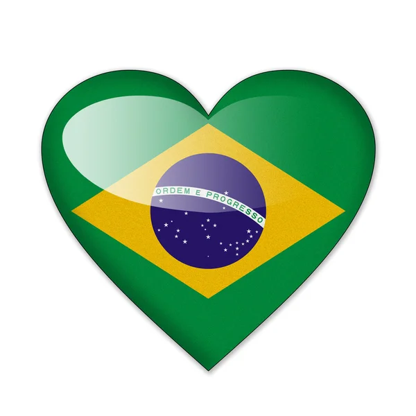 Bandera de Brasil en forma de corazón aislada sobre fondo blanco ...