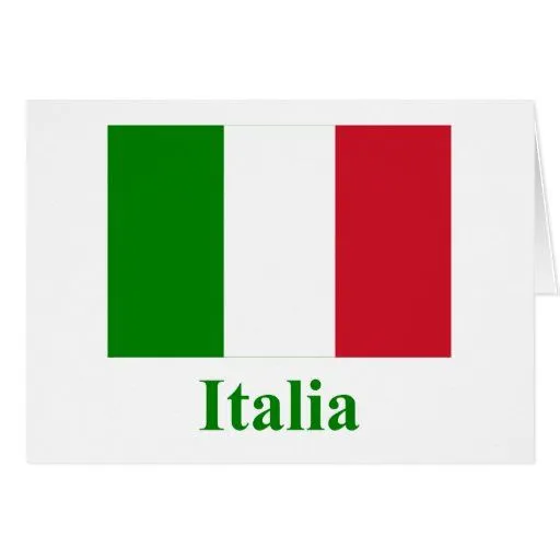 Bandera de Italia con nombre en italiano Tarjetón de Zazzle.