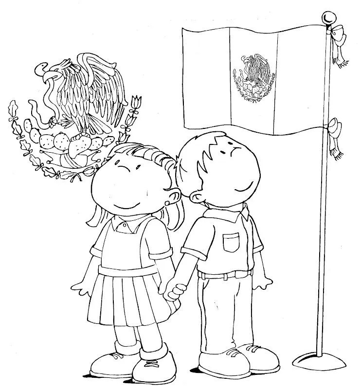 Bandera de Mexico para colorear