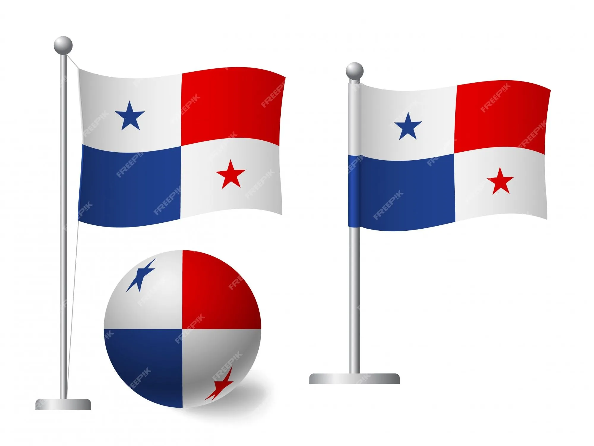 Bandera de panamá en el icono de polo y bola | Vector Premium