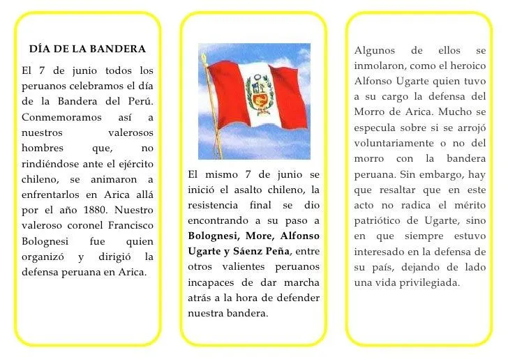 Día de la bandera Perú triptico