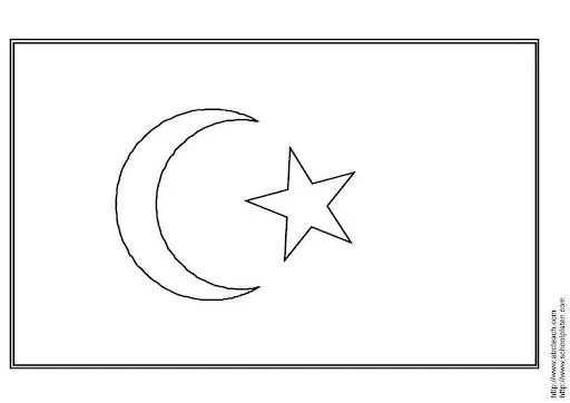 BANDERA DE TURQUIA PARA COLOREAR