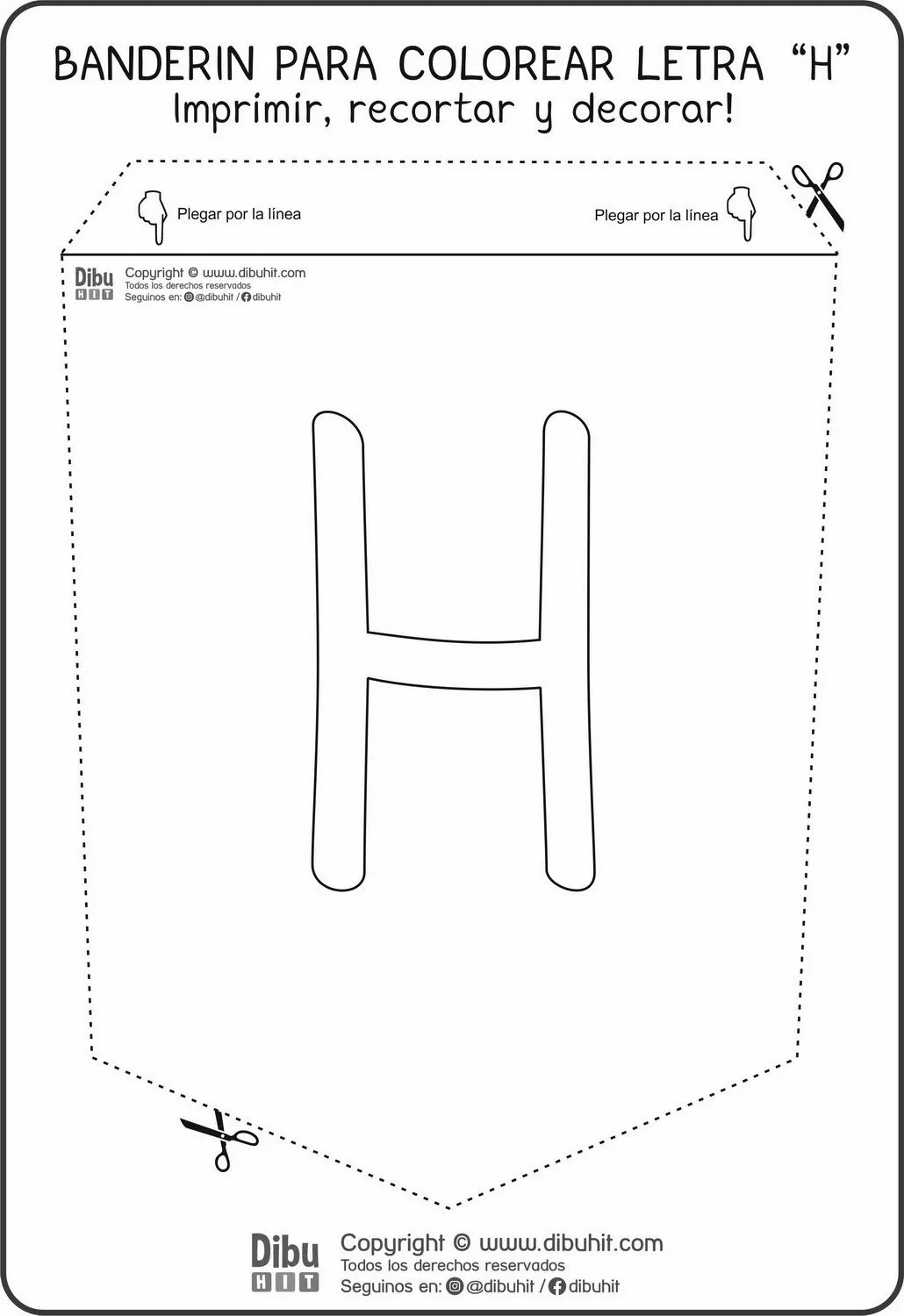 Banderín para Colorear: Letra «H» – DibuHit