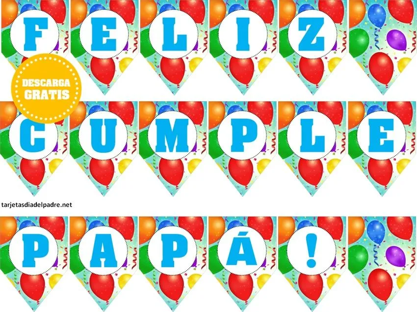 ▷ Banderines Feliz Cumple PAPÁ para imprimir | Cumpleaños de Papá 