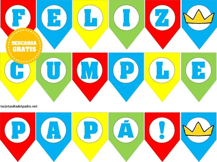 ▷ Banderines Feliz Cumple PAPÁ para imprimir | Cumpleaños de Papá 