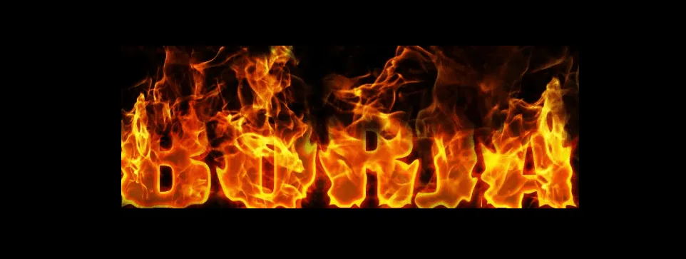 Banner de letras de fuego.