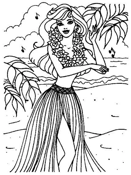 BARBIE HAWAIANA DIBUJOS PARA COLOREAR PARA NIÑOS : COSAS PARA NIÑOS