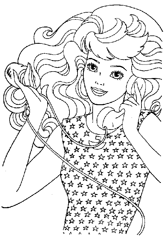 Barbie con teléfono para colorear ~ Dibujos para Colorear Infantil