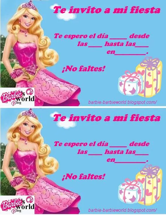 Barbie's world blog: Invitaciones para tu fiesta