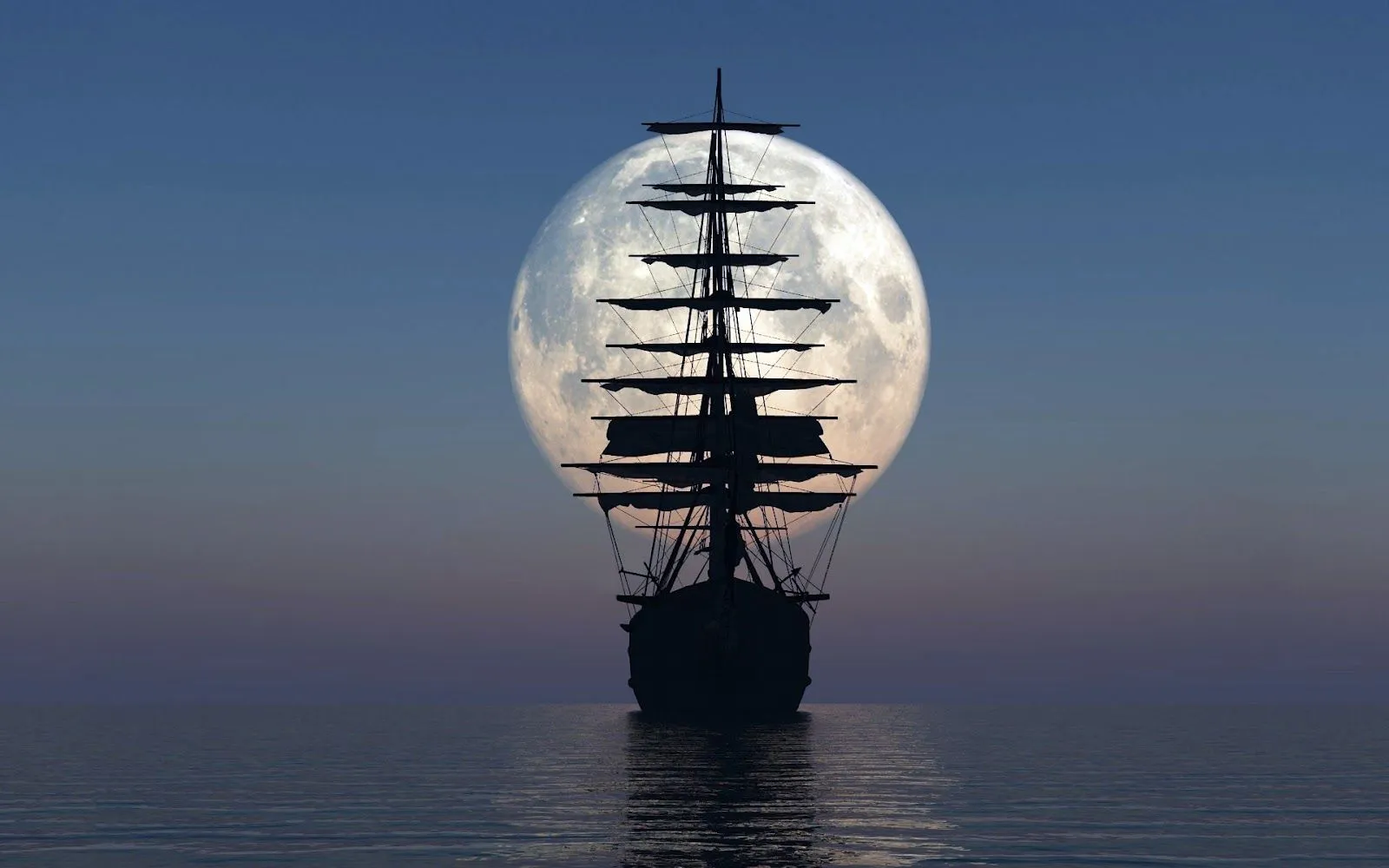 Barco y Luna Llena - Fondos de Pantalla HD - Wallpapers HD