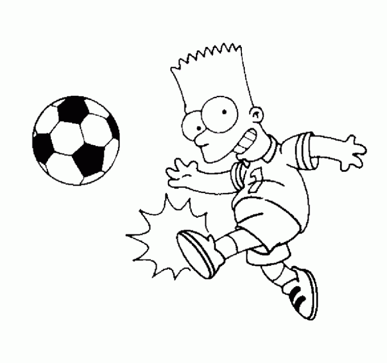 Dibujo de Bart jugando al fútbol para colorear. Dibujos infantiles de ...