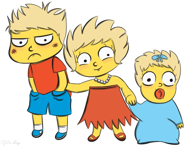 Bart, Lisa, and Maggie by BottledWottle on deviantART