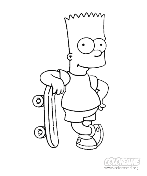 dibujo-para-pintar-de-bart-simpson-monopatin