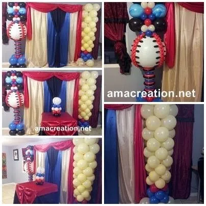 Baseball theme | Decoraciones con telas y globos | Pinterest ...