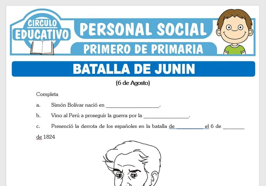 Batalla de Junin para Primero de Primaria – Fichas GRATIS