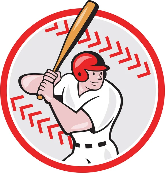 bateo de dibujos animados de béisbol jugador balón — Vector stock ...