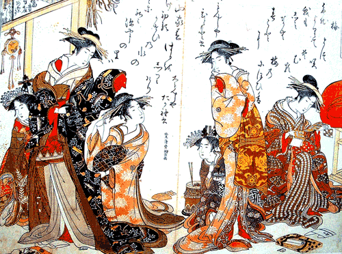 imagenes ukiyo e con vestidos japoneses