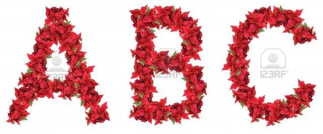 BAÚL DE NAVIDAD: Alfabeto letras de flores de Pascua Navideñas