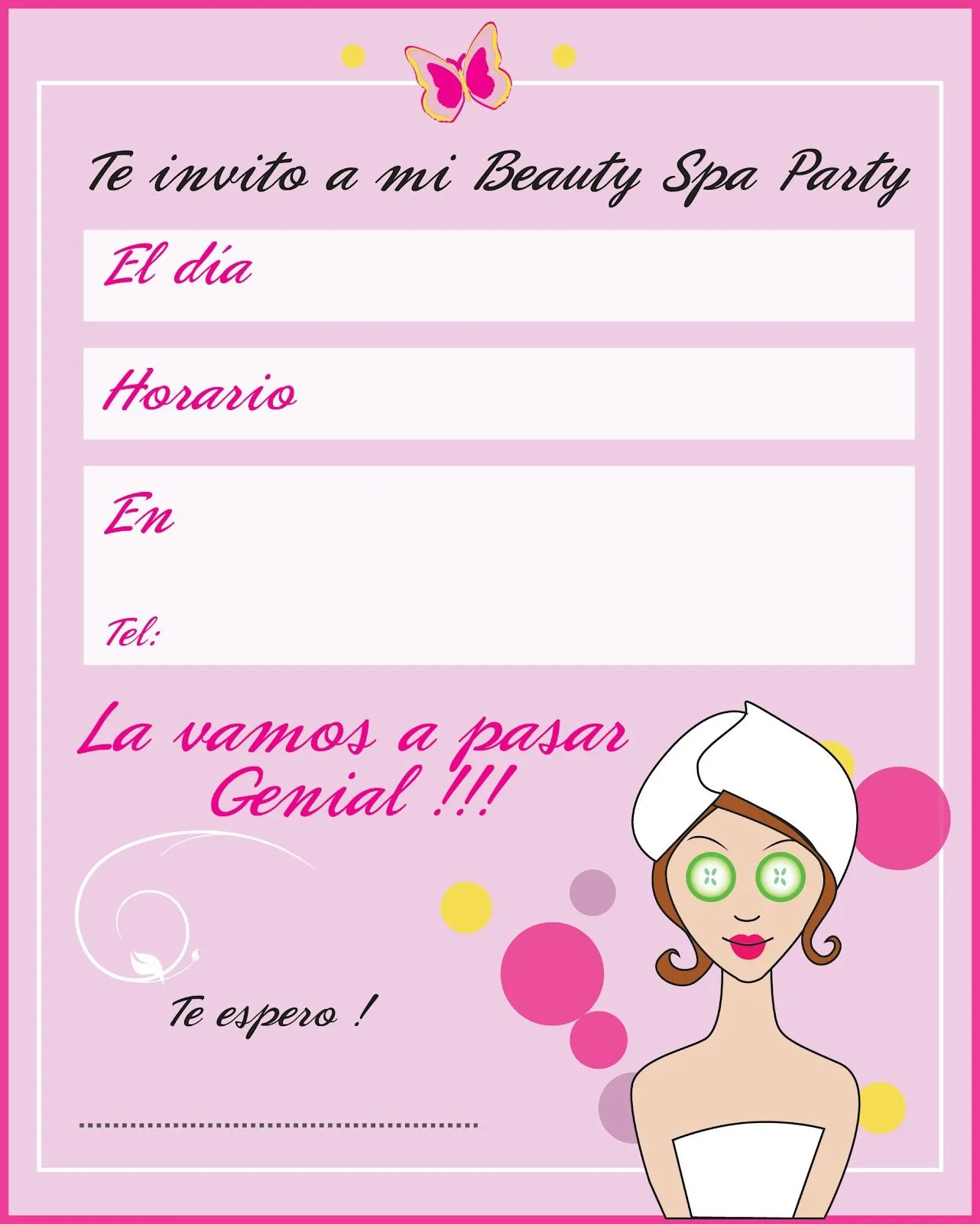 BEAUTY SPA...: *INVITACIONES PARA IMPRIMIR*.........