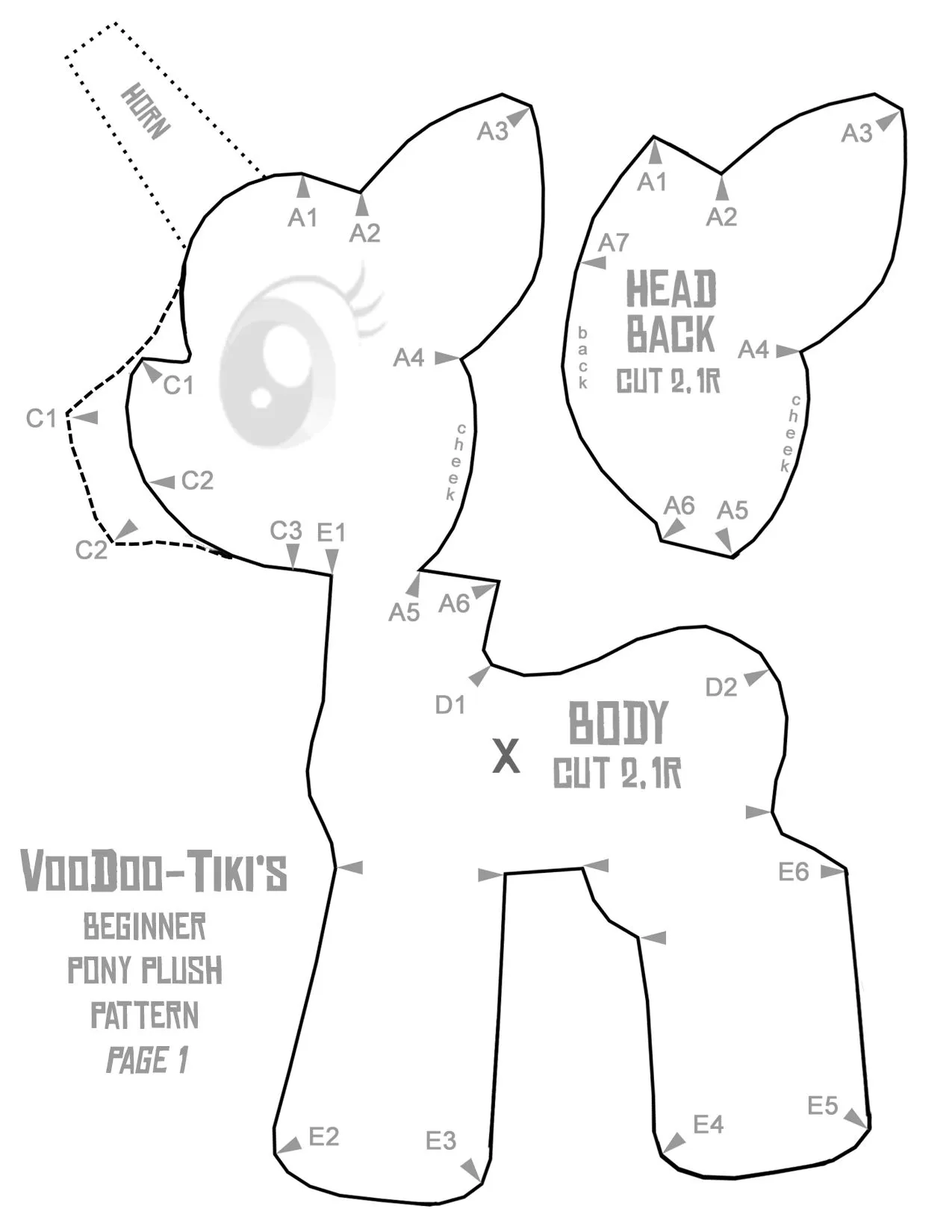 Beginner Pony Plushie Pattern 1 by Voodoo-Tiki on DeviantArt