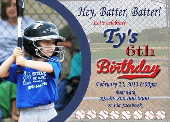Béisbol invitaciones tarjeta foto imprimible por M2MPartyDesigns