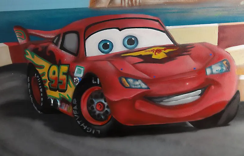 Berok Graffiti mural profesional en Barcelona: MURAL INFANTIL CARS 2