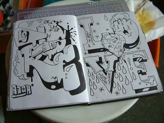 Best Graffiti Design: Graffiti Blackbook: 5 Graffiti Sketch on Paper