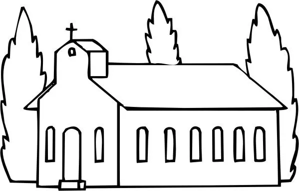 Dibujo Infantil De Una Iglesia Para Pintar | iglesias para colorear