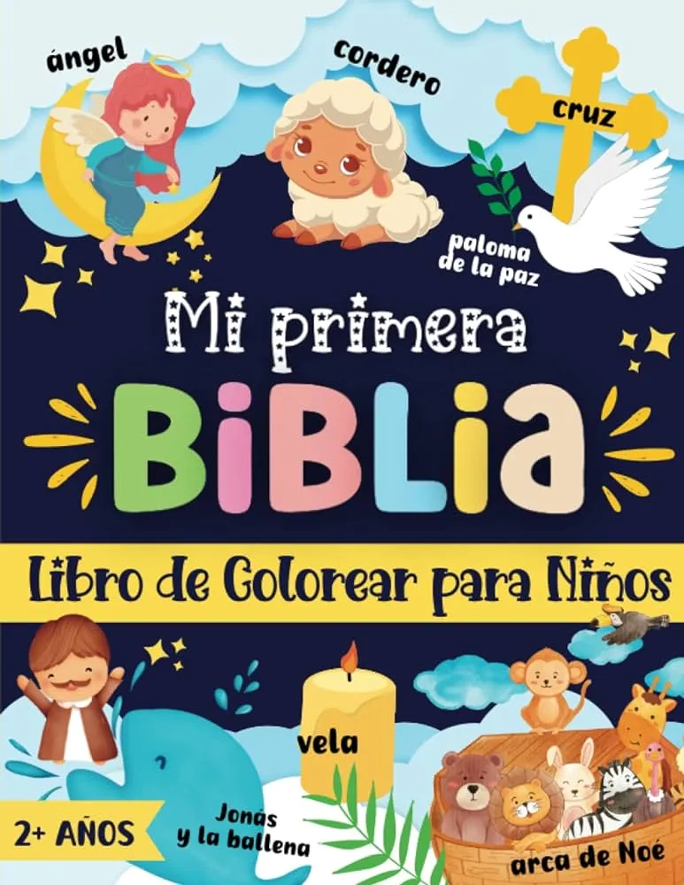 Mi Primera Biblia Libro de Colorear para Niños: 60 ilustraciones cristianas  grandes y sencillas con personajes de historias bíblicas y símbolos ...  pequeños a partir de 2 años (Spanish Edition) : Lila,