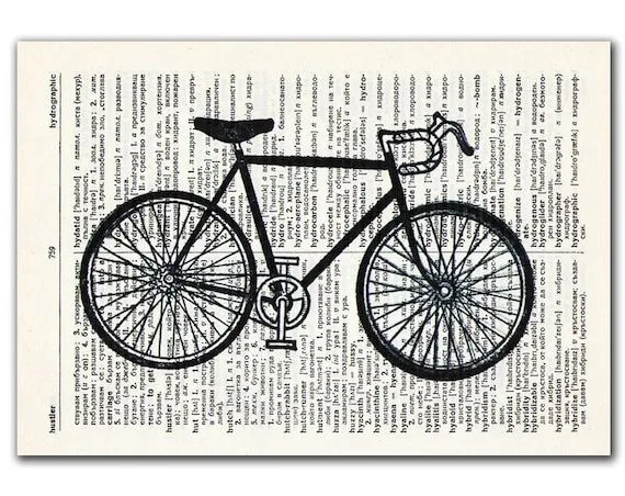 Bicicleta a blanco y negro Ilustración vintage por DejaVuPrintStore