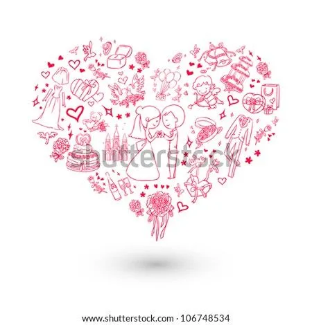 Big Heart Wedding Invitation Stock Vector 106748534 : Shutterstock