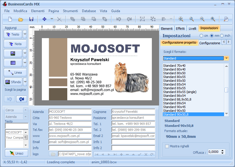 Bigliettini - programma BusinessCards MX per progettare e creare ...