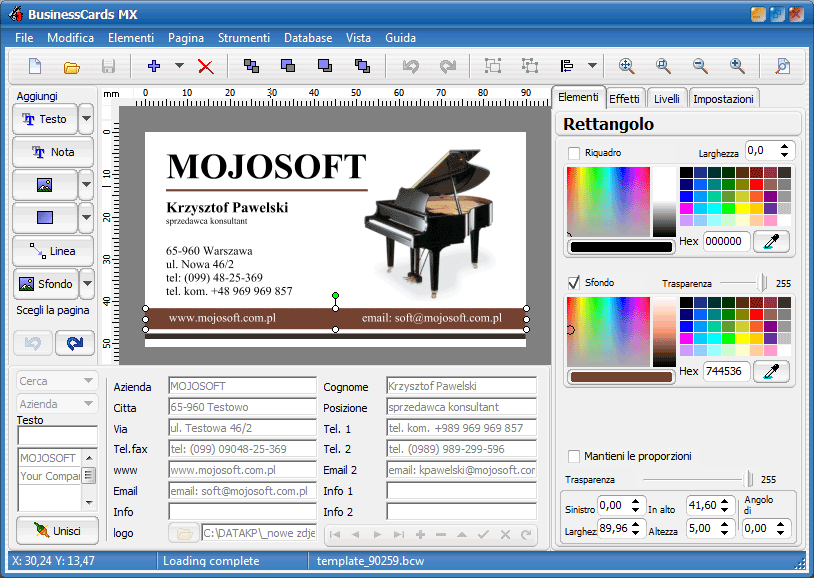 Bigliettini - programma BusinessCards MX per progettare e creare ...