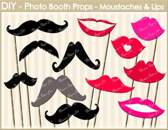 Bigotes Bocas Clipart Para imprimir y hacer por blossompaperart