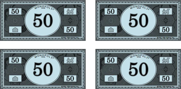 Un Billete de Monopoly de 50 | Game Night Party | Pinterest