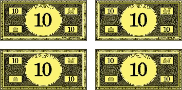 Billetes de monopoly para imprimir de 20 - Imagui