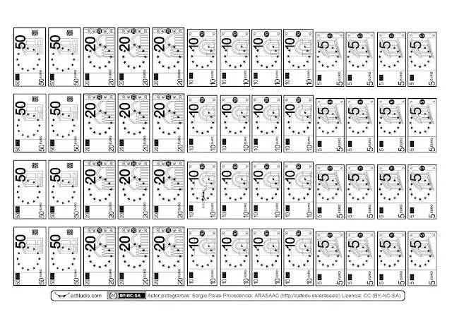 Billetes para colorear - Imagui