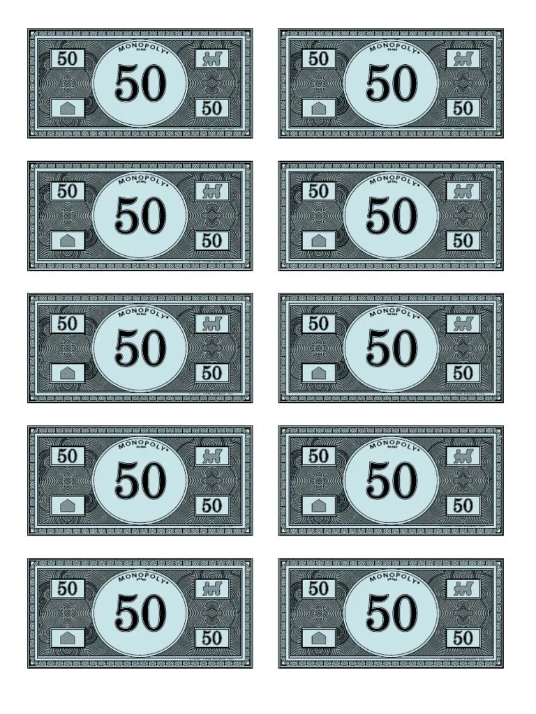 Billetes Monopoly 50 Dolares | PDF