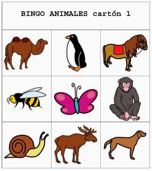 Bingo de animalitos para imprimir - Imagui