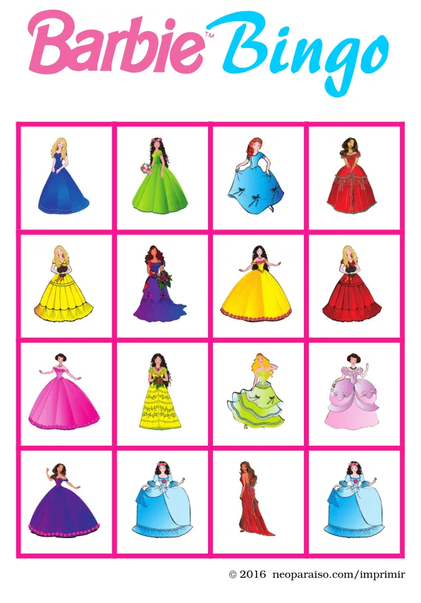 Bingo de Barbie Imprimible PDF