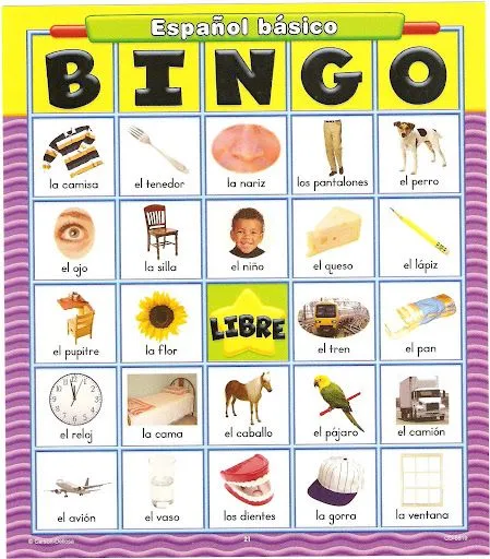 BINGO PARA NIÑOS CON DIBUJOS Y LETRAS