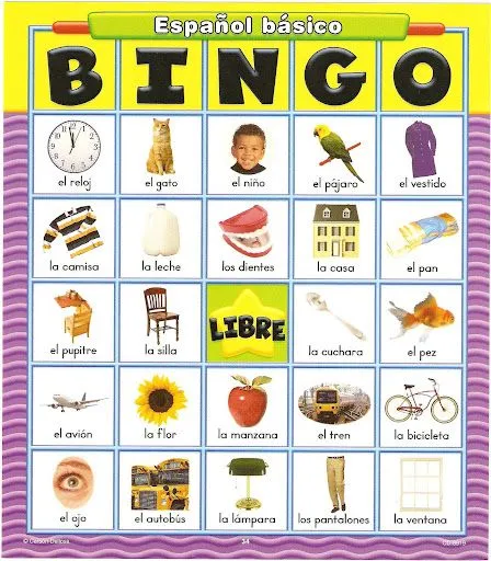 BINGO PARA NIÑOS CON DIBUJOS Y LETRAS