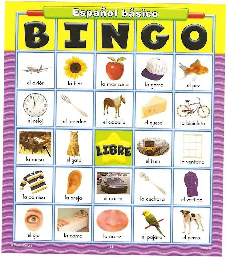 BINGO PARA NIÑOS CON DIBUJOS Y LETRAS