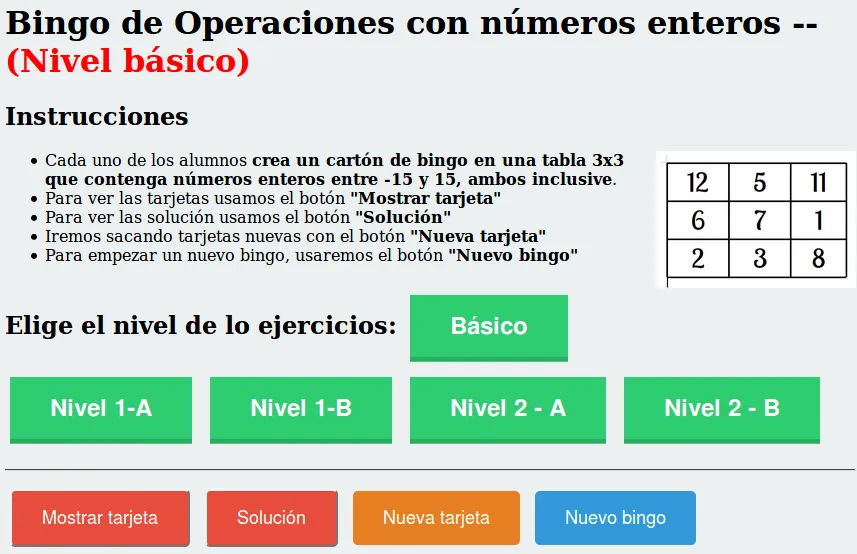 Bingo de operaciones con números enteros – MatemaTICzando la realidad