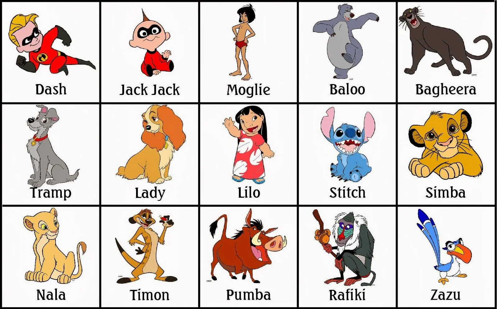 Bingo de Personajes Disney, para Imprimir Gratis. | Ideas y ...