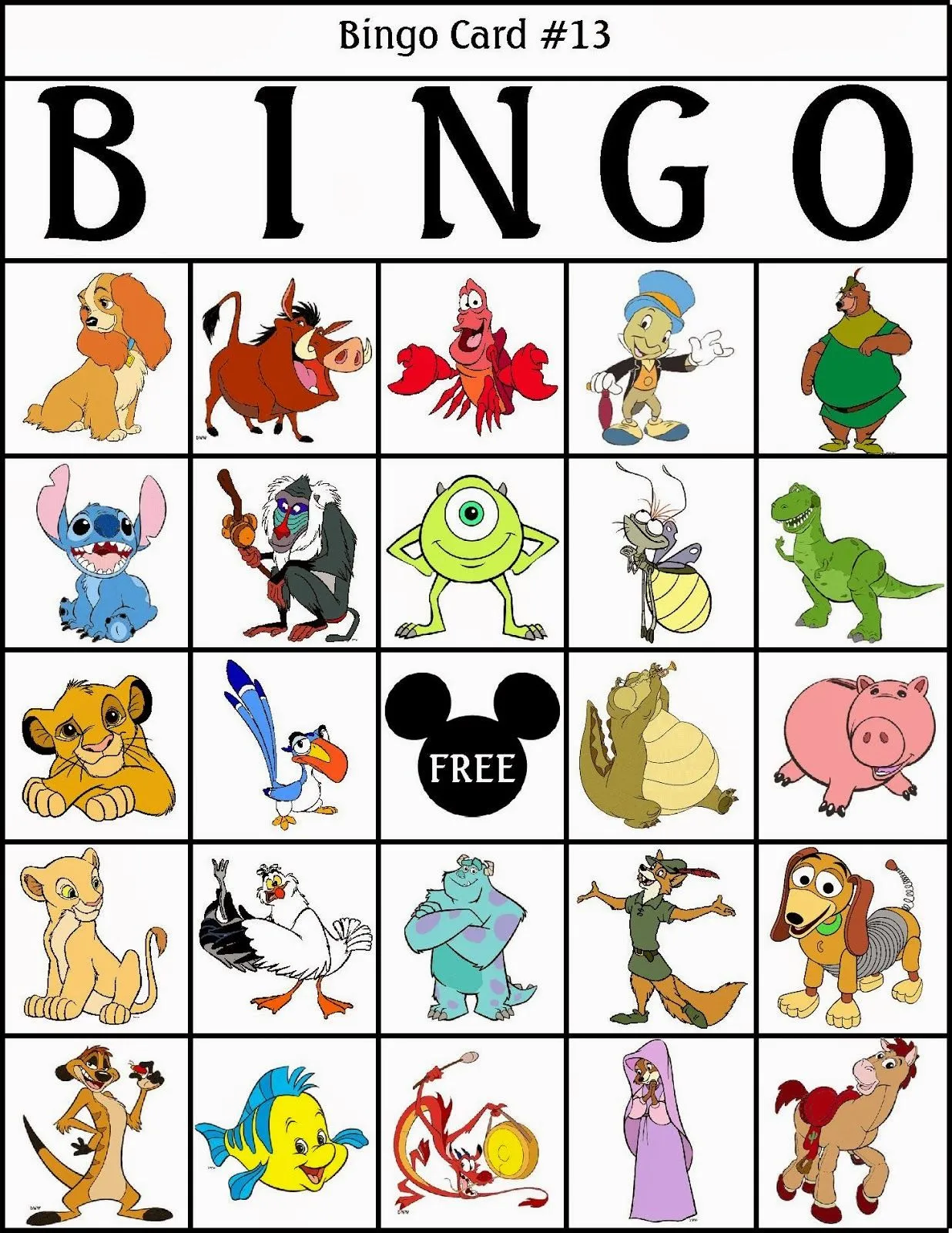 Bingo de Personajes Disney, para Imprimir Gratis. | Ideas y ...