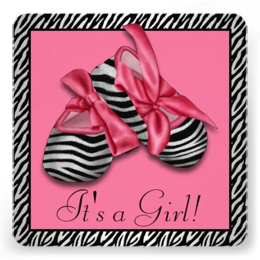 Black Pink Zebra Baby Shower Invitations from Zazzle.