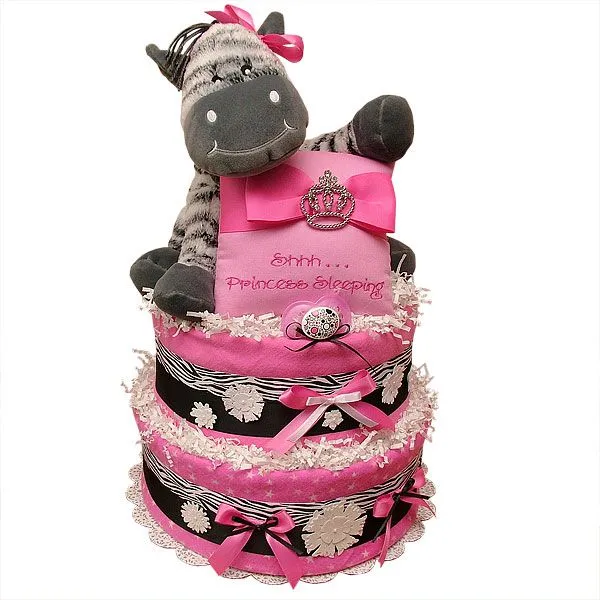 Black, White and Hot Pink Zebra Diaper Cake - $115.00 : Diaper ...