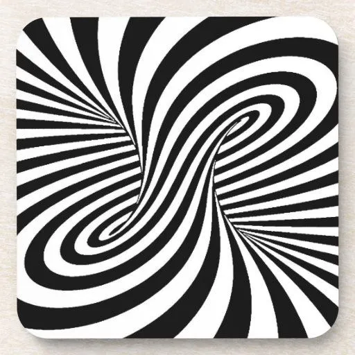 BLACK WHITE ZEBRA SWIRLS PATTERNS OPTICAL ILLUSION DRINK COASTER ...