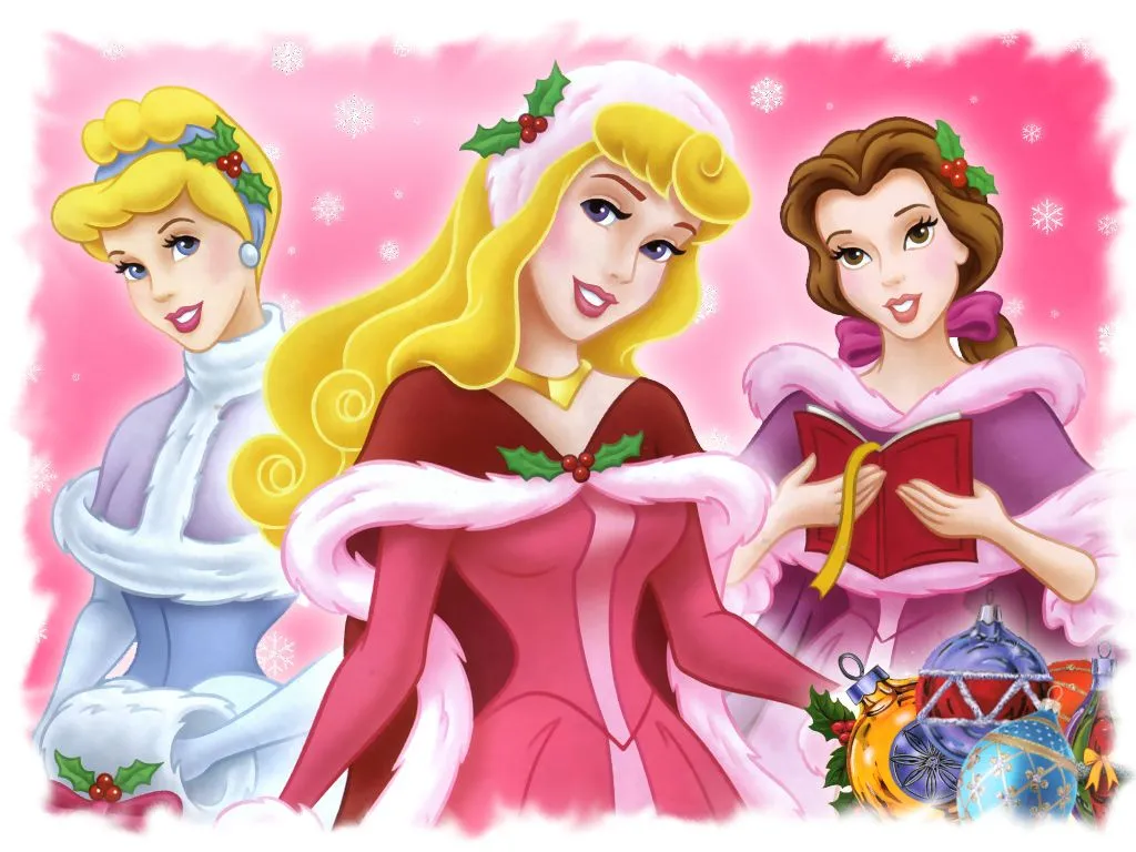 blancanieves bella y aurora en navidad princesas de disney en navidad ...
